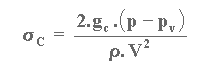sigma_c = (2.gc.{p-p_v}) / (rho.V2)