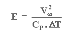 E = (V_inf2) / (Cp.delta-T)