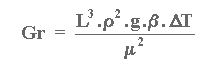 Gr = (L3.rho2.g.beta.delta-T) / (mu2)