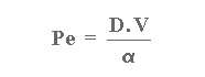 Pe = (D.V) / (alpha)