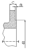 Flange facing dimensions according to EN 1092-1 standard