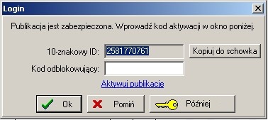 Okno z wygenerowanym ID komputera